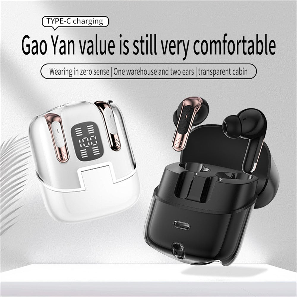 J17 2 Pair Bluetooth-compatible 5.4 Headphones LED Display Stereo Sports Earbuds