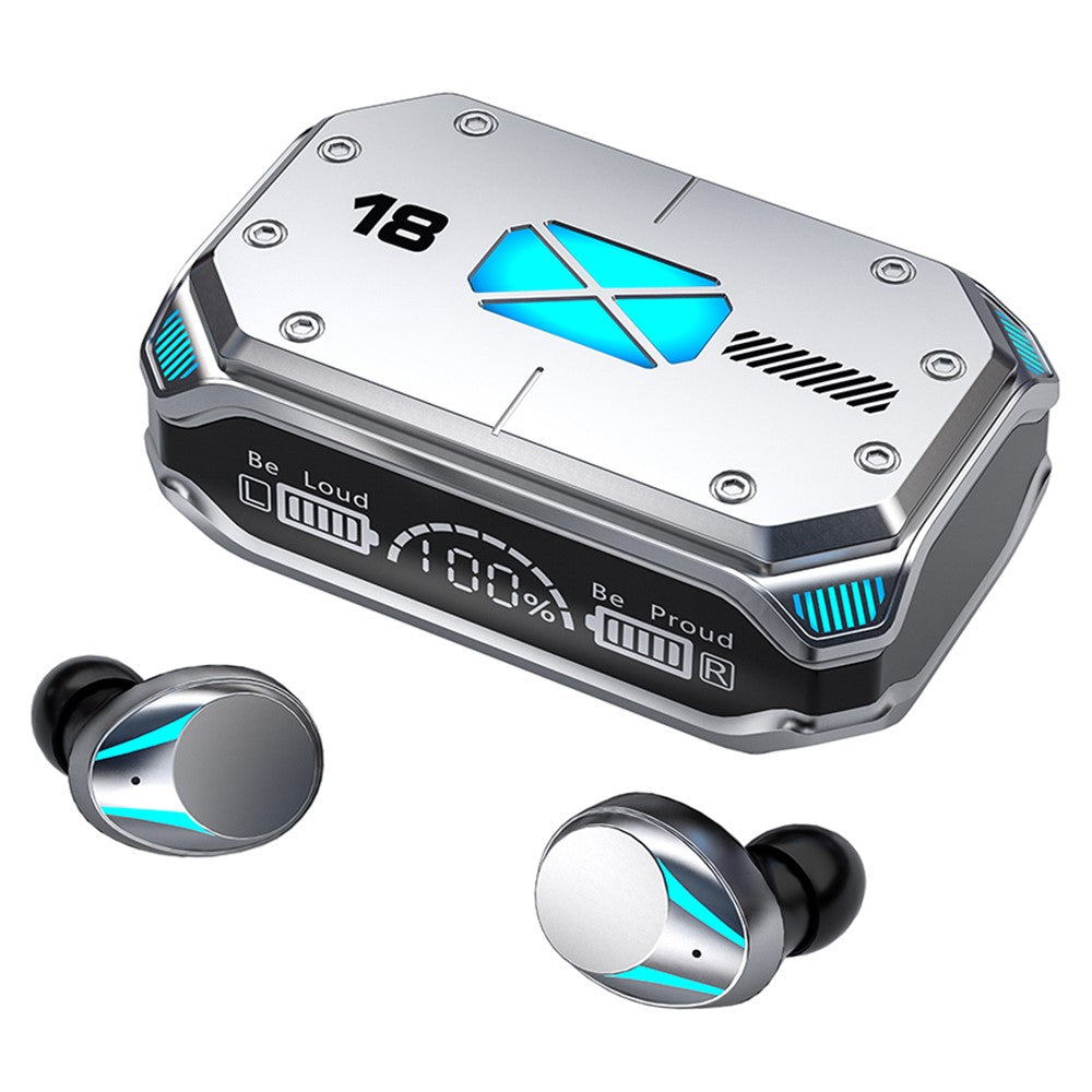 M41 Bluetooth-kompatibla hörlurar CVC8.0 brusreducerande trådlösa spelhörlurar med RGB-ljusladdningsfodral
