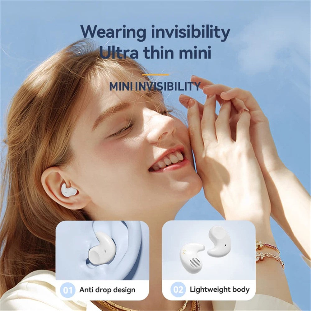 M51 Mini Bluetooth-compatible Earphones Noise Reduction Wireless Sleep Earbuds with Charging Case for Side Sleepers