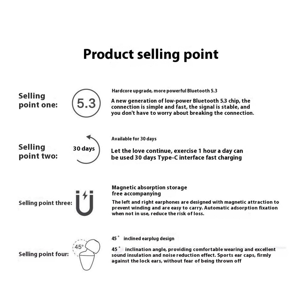 DUDAO U5Pro In-Ear Neckband Bluetooth-compatible 5.3 Headset Sport Running Wireless Stereo Music Earphone