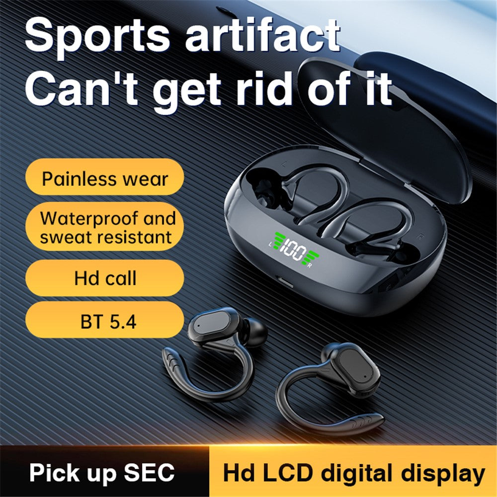 SP16 TWS Bluetooth-kompatible høretelefoner ørekrog in-ear trådløst musikheadset med digitalt display og opladningsboks