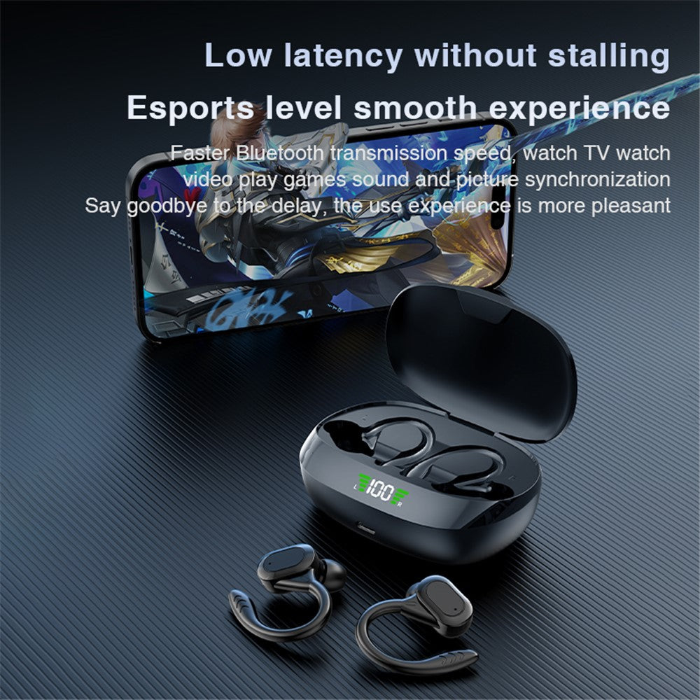 SP16 TWS Bluetooth-kompatible høretelefoner ørekrog in-ear trådløst musikheadset med digitalt display og opladningsboks