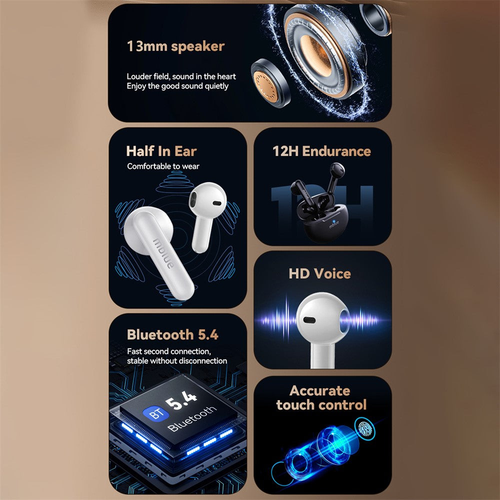 MBLUE AR10 TWS Bluetooth-compatible Earphones Low Latency Wireless Sports Music Headset