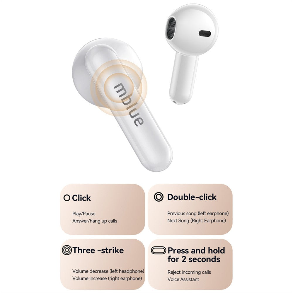 MBLUE AR10 TWS Bluetooth-compatible Earphones Low Latency Wireless Sports Music Headset