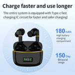 J2 Bluetooth-compatible 5.3 Wireless Earbuds Touch Control LED Display Earphone with Charging Case