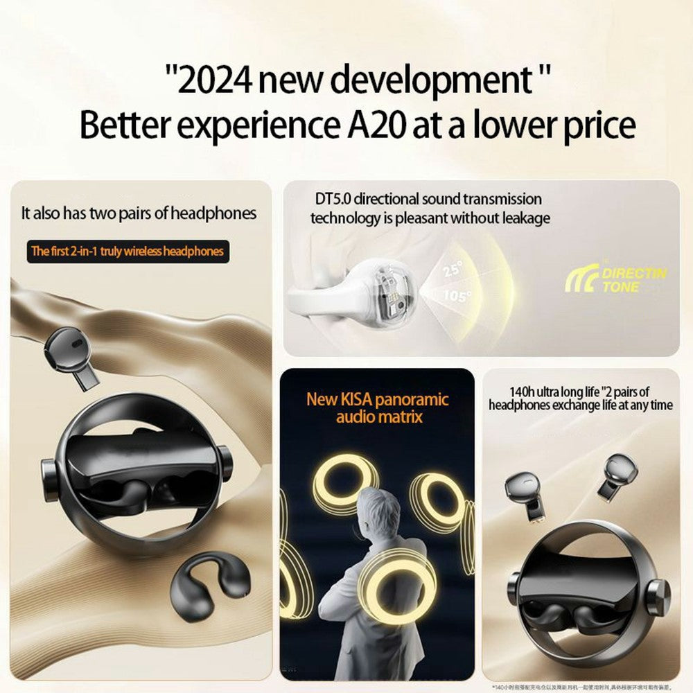 A20 2 Pairs ENC Noise Reduction Bluetooth 5.3 Wireless Earbuds with Rotating Charging Case