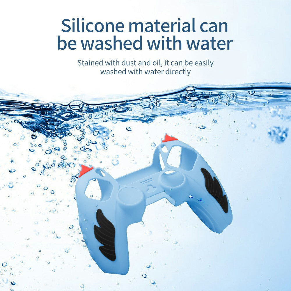 For Sony PlayStation 5 Controller Silicone Case Flame Design Shock Absorbing Grip Protective Cover