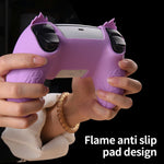 For Sony PlayStation 5 Controller Silicone Case Flame Design Shock Absorbing Grip Protective Cover