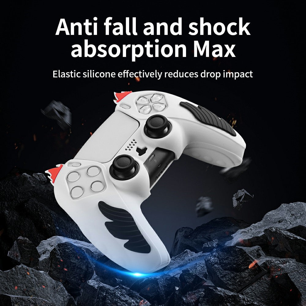For Sony PlayStation 5 Controller Silicone Case Flame Design Shock Absorbing Grip Protective Cover
