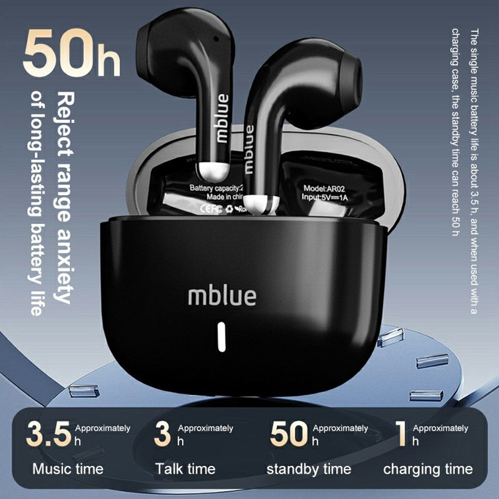 MBLUE AR02 Bluetooth-compatible 5.4 Low Latency Gaming Earphones Semi In Ear Wireless Headphones