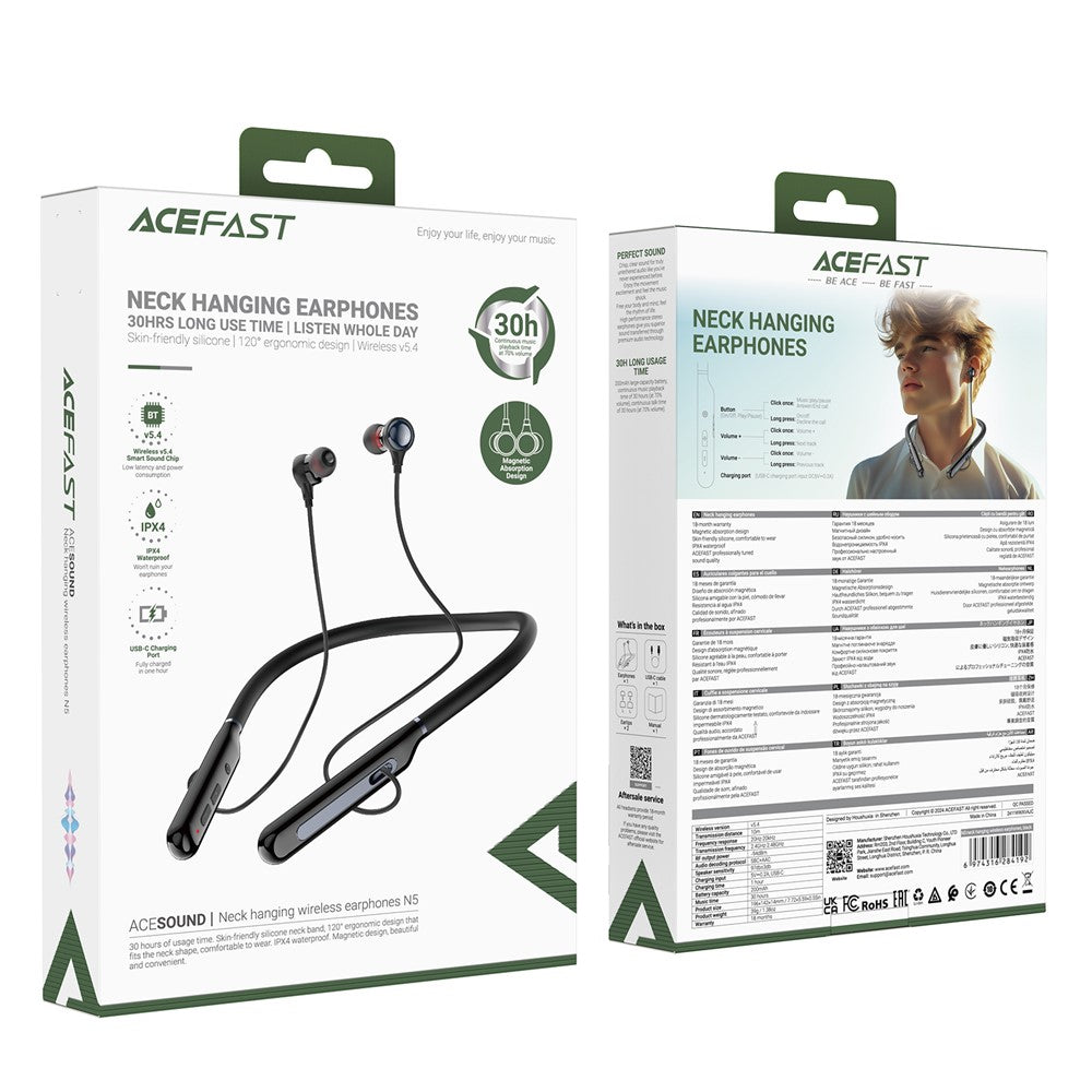 ACEFAST N5 Neckband Earphones In Ear Wireless Bluetooth-compatible 5.4 Headphones