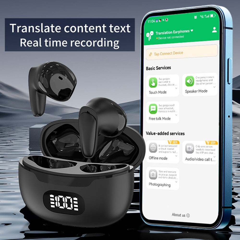 B28 150 sprog smarte stemmeoversættelseshøretelefoner Bluetooth-kompatible semi in-ear høretelefoner