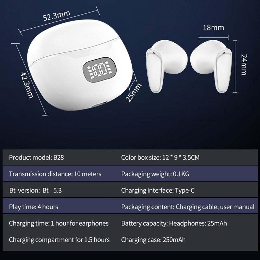B28 150 sprog smarte stemmeoversættelseshøretelefoner Bluetooth-kompatible semi in-ear høretelefoner