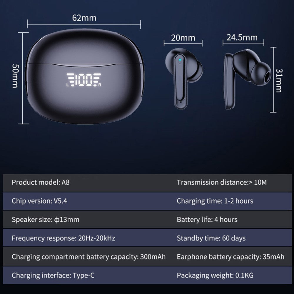 A8 Smart Voice Translation Earbuds 150 Languages Online Translator Bluetooth-Compatible In Ear Headphones