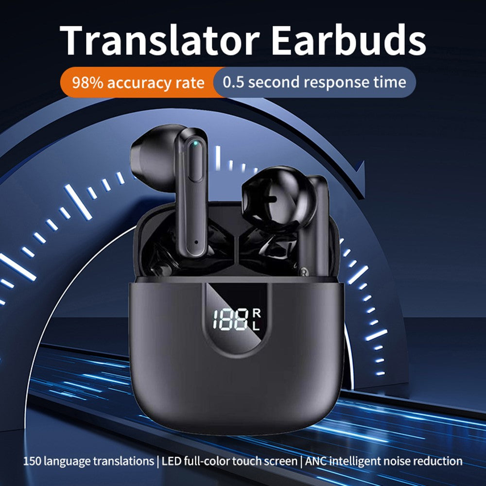 A18 Smart Stemmeoversættende Øretelefoner Bluetooth-Kompatible Semi In-Ear Hovedtelefoner 150 Sprog Trådløse Øretelefoner