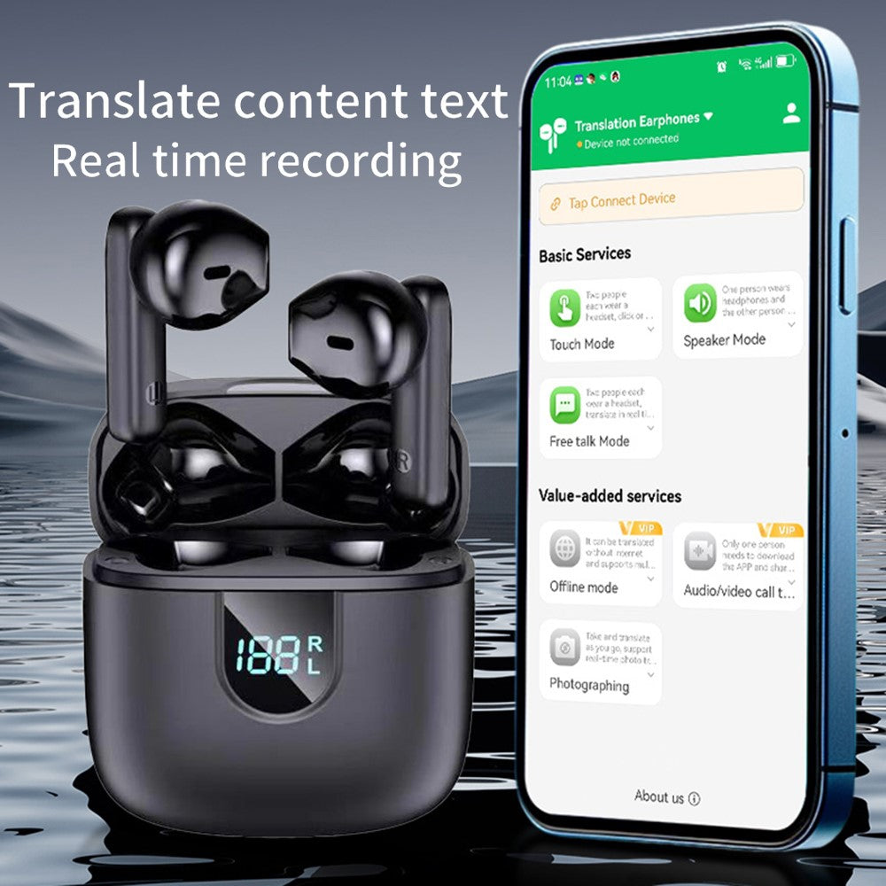 A18 Smart Stemmeoversættende Øretelefoner Bluetooth-Kompatible Semi In-Ear Hovedtelefoner 150 Sprog Trådløse Øretelefoner