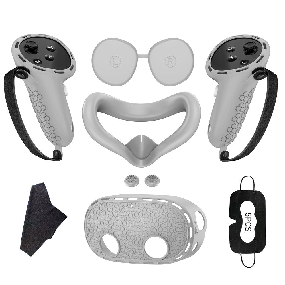 Til Meta Quest 3S Silikone Tilbehørssæt med VR Headset Cover / Controller Greb / Ansigtsmaske