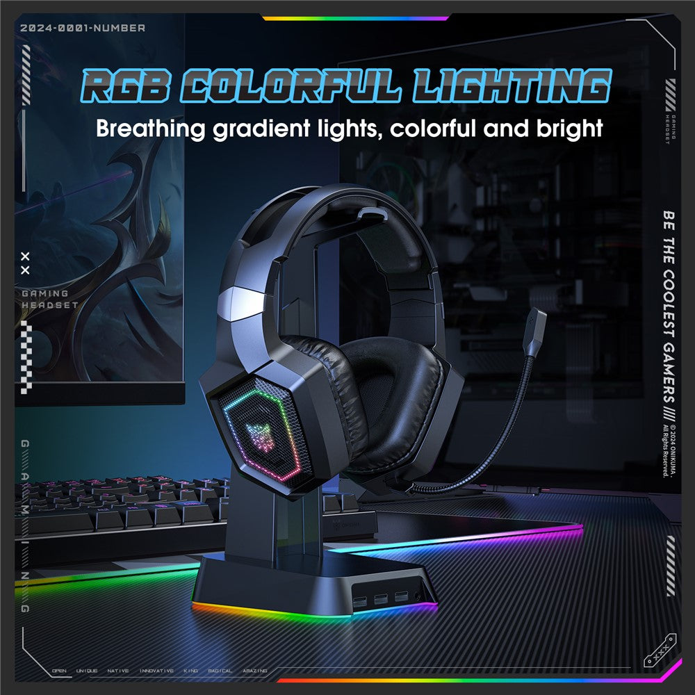 ONIKUMA GT806 Gaming Headset Triple Mode RGB Lighting Surround Sound Bluetooth-Compatible Headphones