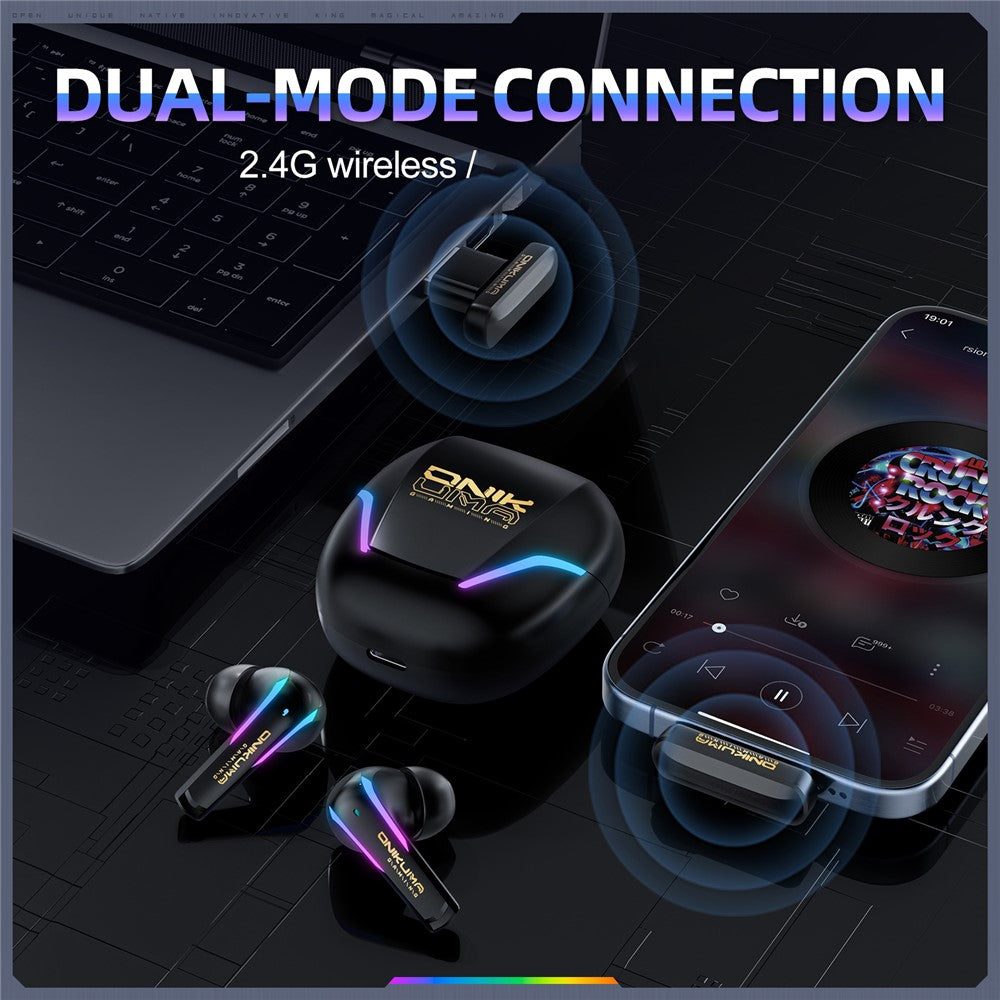 ONIKUMA T27 IPX4 Waterproof 2.4G Wireless Bluetooth-Compatible Gaming Earbuds Low Latency True Wireless Earphones