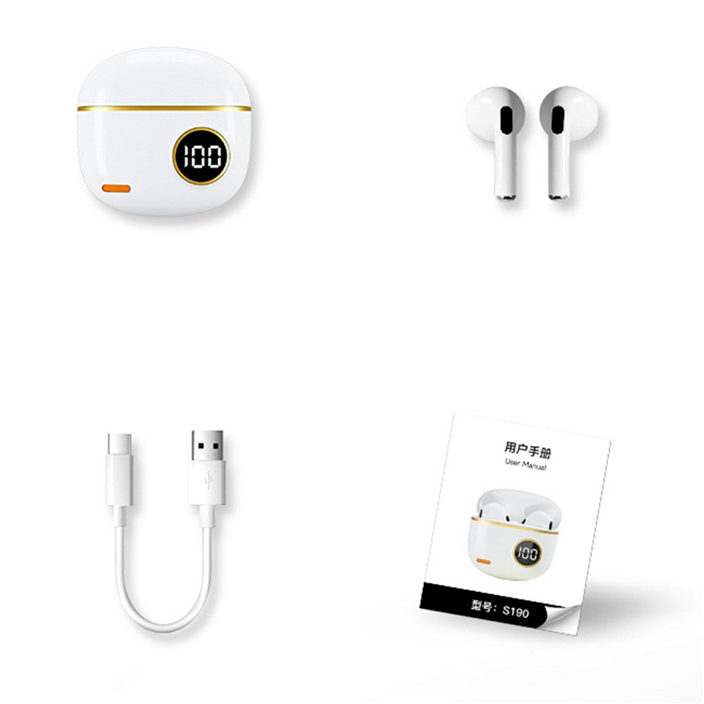 S190 Wireless Earphones Digital Display Waterproof Bluetooth-compatible Gaming Music Headset