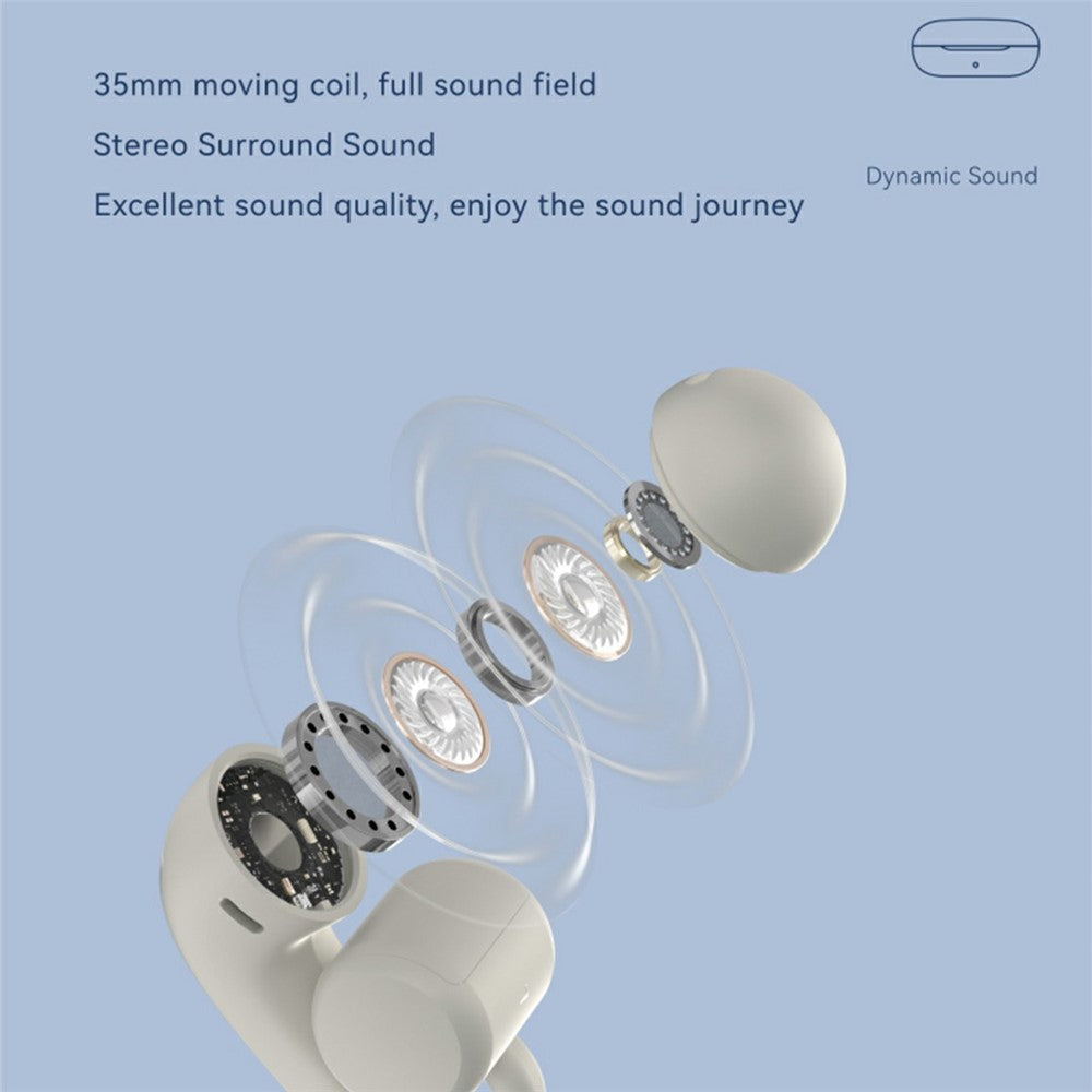 F18 1 Pair Wireless Clip-On Open-Ear Earbuds ANC Noise Cancelling Bluetooth-Compatible Earphones