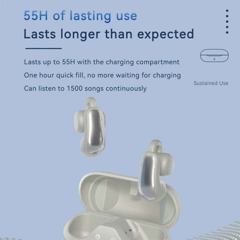 F18 1 Pair Wireless Clip-On Open-Ear Earbuds ANC Noise Cancelling Bluetooth-Compatible Earphones