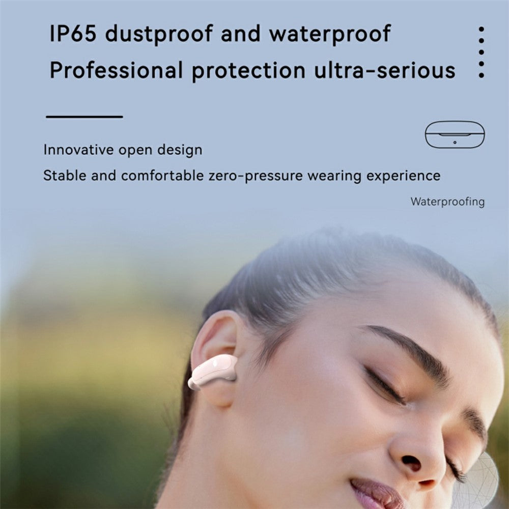 F18 1 Pair Wireless Clip-On Open-Ear Earbuds ANC Noise Cancelling Bluetooth-Compatible Earphones