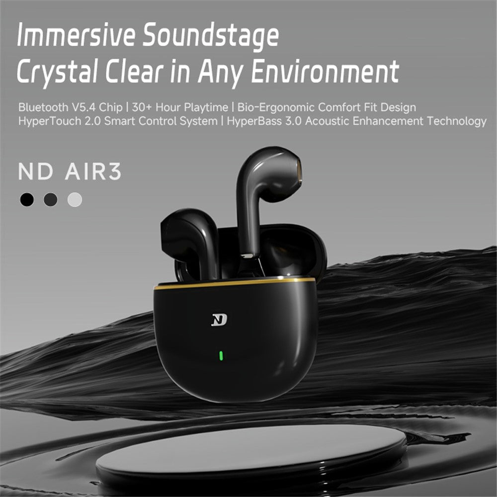 ND Air 3 Bluetooth-Compatible 5.4 True Wireless Earbuds 13mm Dynamic Driver Semi In Ear HiFi Headphones