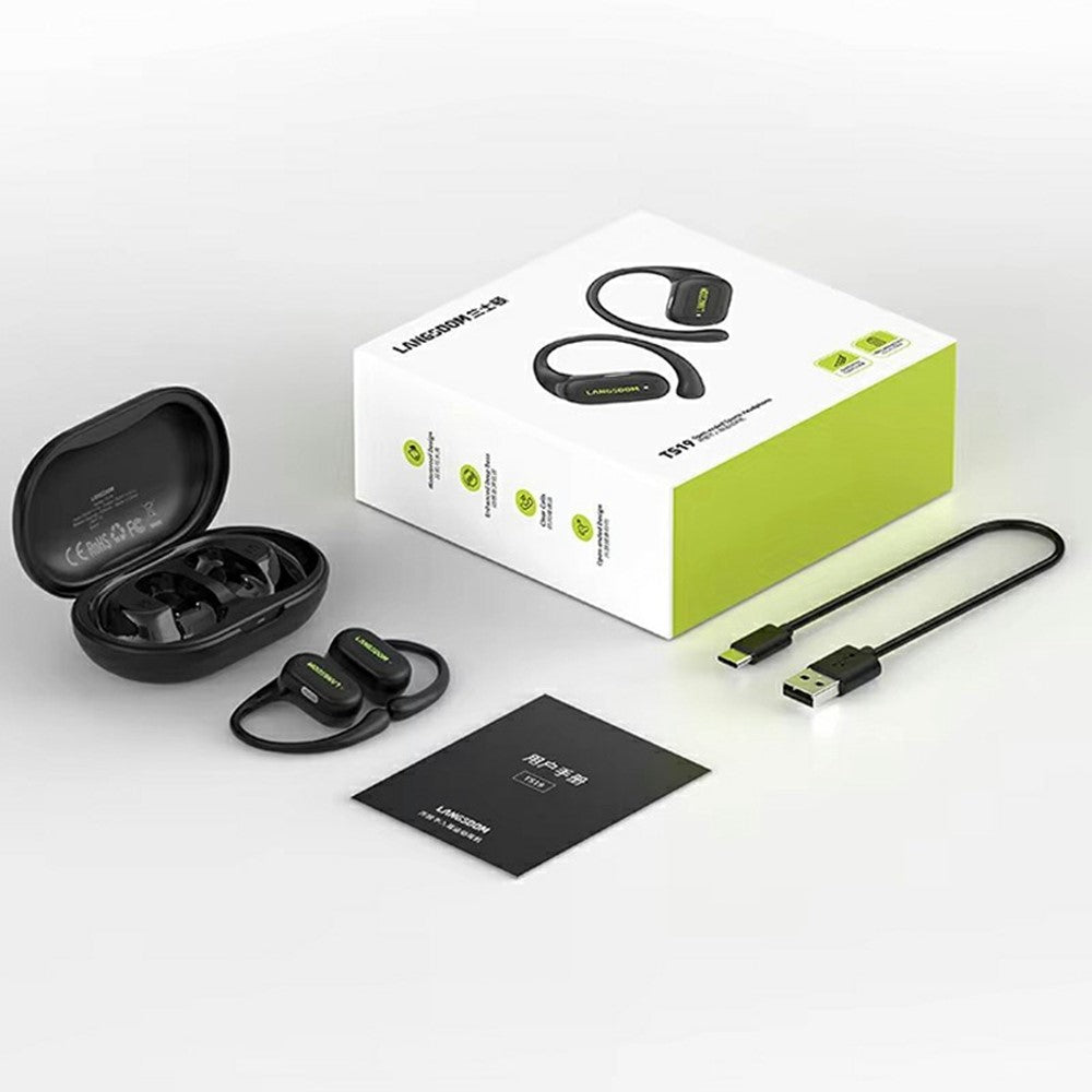 LANGSDOM TS19 Sports Wireless Earphones with Mic Ear Hook Design Bluetooth-Compatible Waterproof Music Headset
