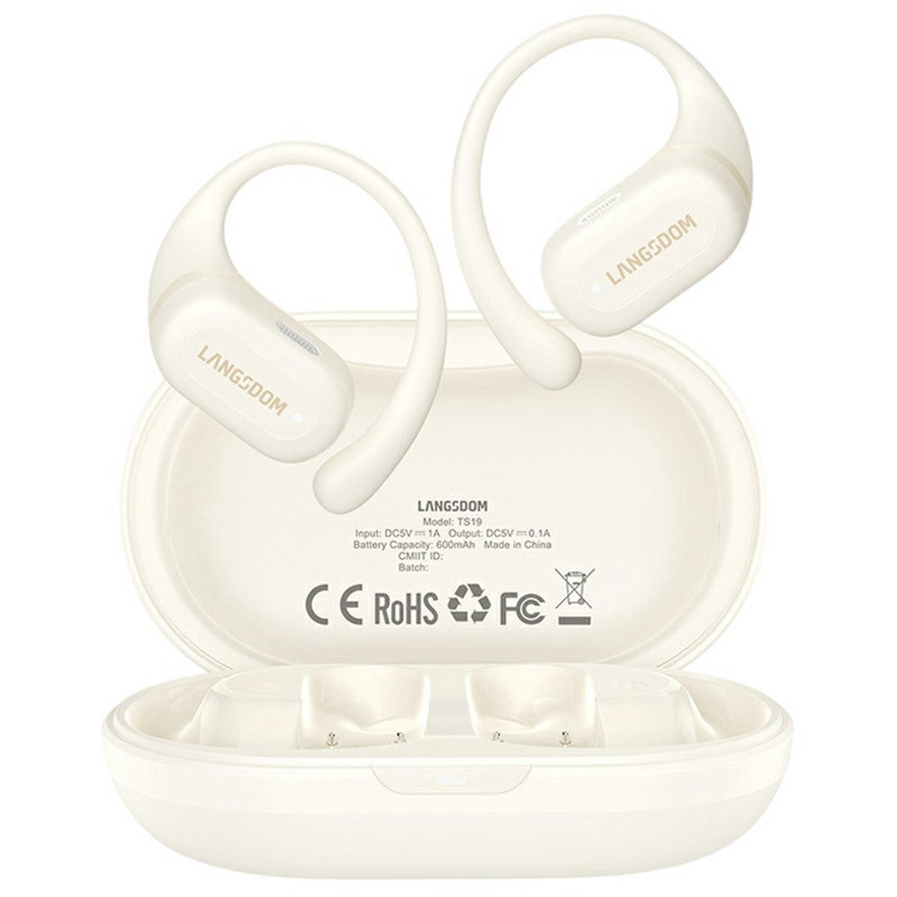 LANGSDOM TS19 Sports Wireless Earphones with Mic Ear Hook Design Bluetooth-Compatible Waterproof Music Headset