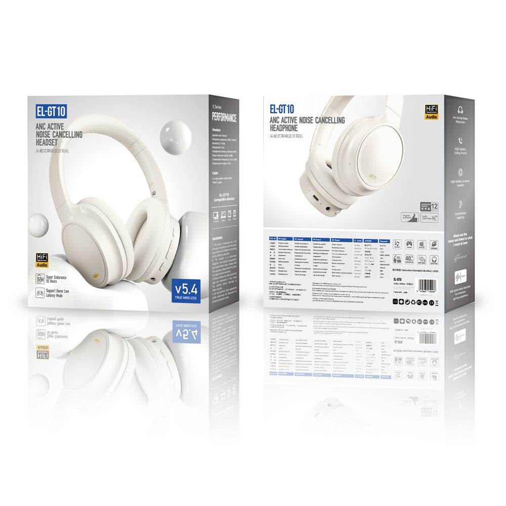 EL-GT10 Bluetooth-kompatible hovedtelefoner med aktiv støjreduktion Over-ear trådløst gaming-musikheadset