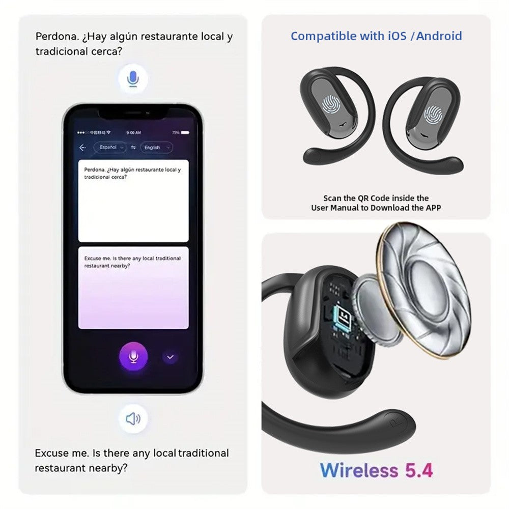 T20 Bluetooth-Compatible Music Earphones Noise Cancelling Multi Language Translation Headphones