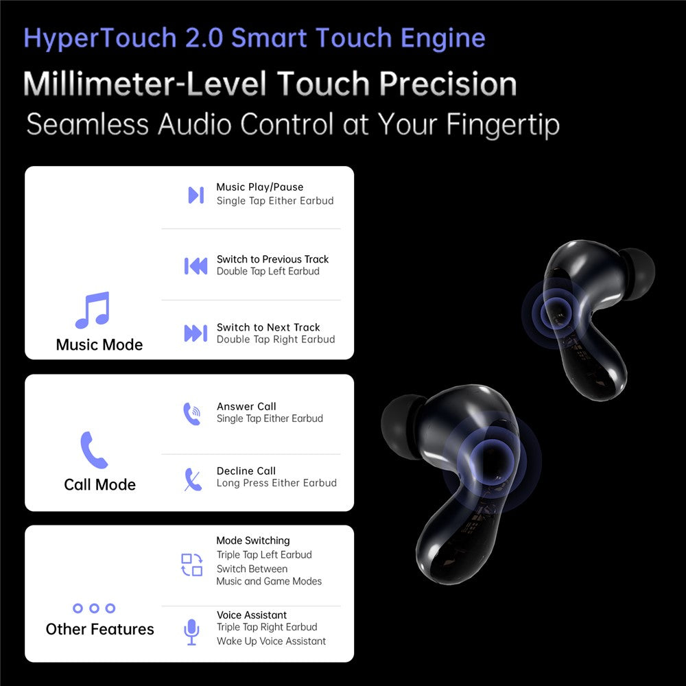 ND Pulsar Bluetooth-Compatible Headset 13mm HIFI Dynamic Driver In-Ear Earphones with 4 Mic