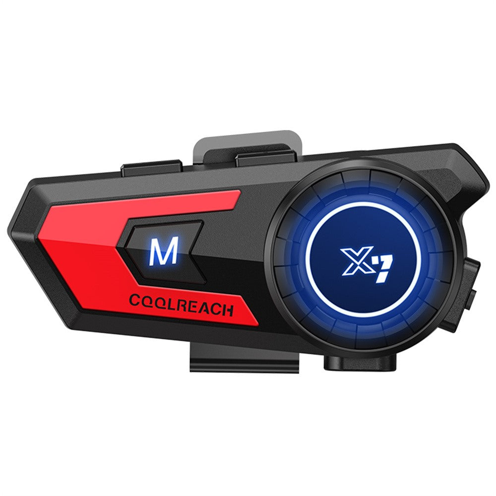 COOLREACH X7 Motorcycle Helmet Bluetooth-Compatible Headset Waterproof Wireless Earpiece with 2-in-1 Soft and Hard Mic