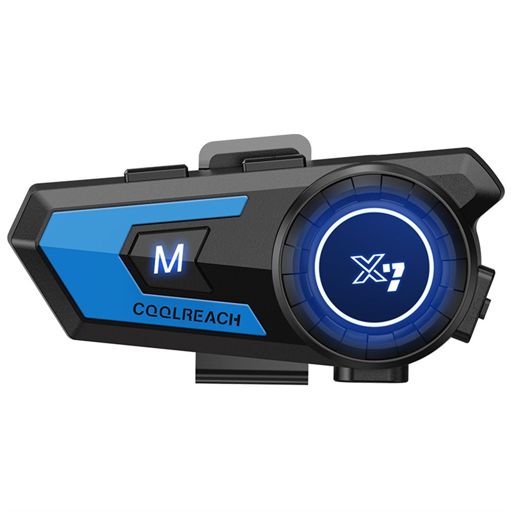 COOLREACH X7 Motorcycle Helmet Bluetooth-Compatible Headset Waterproof Wireless Earpiece with 2-in-1 Soft and Hard Mic