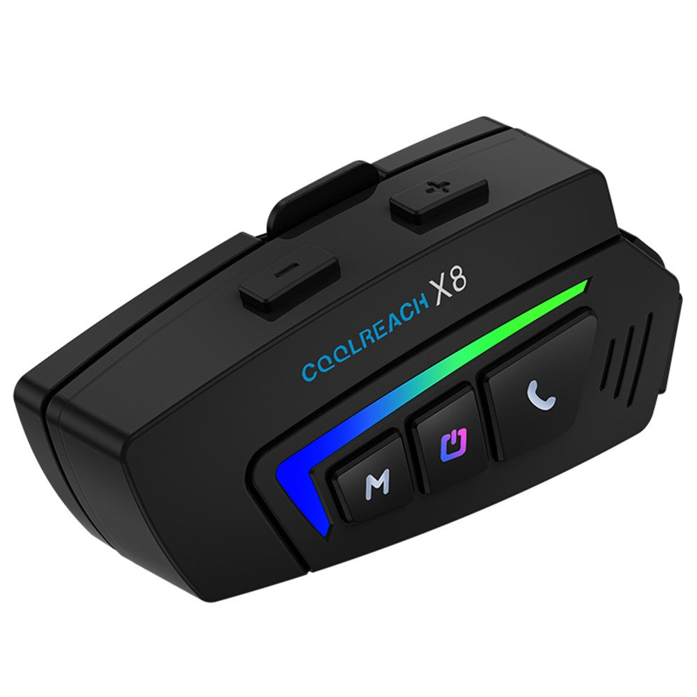 COOLREACH X8 Motorcykelhjelm Bluetooth-kompatibelt headset Trådløse vandtætte hovedtelefoner med RGB-lys til kørsel