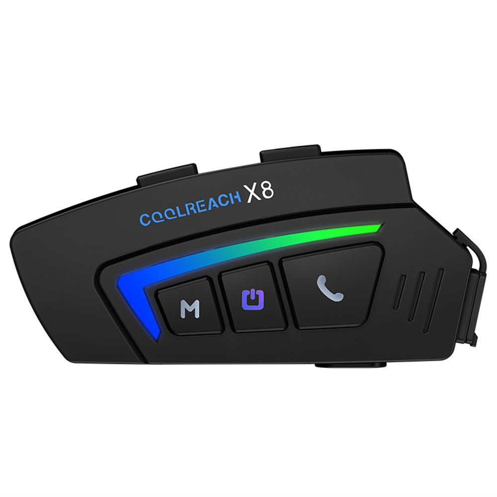 COOLREACH X8 Motorcykelhjelm Bluetooth-kompatibelt headset Trådløse vandtætte hovedtelefoner med RGB-lys til kørsel