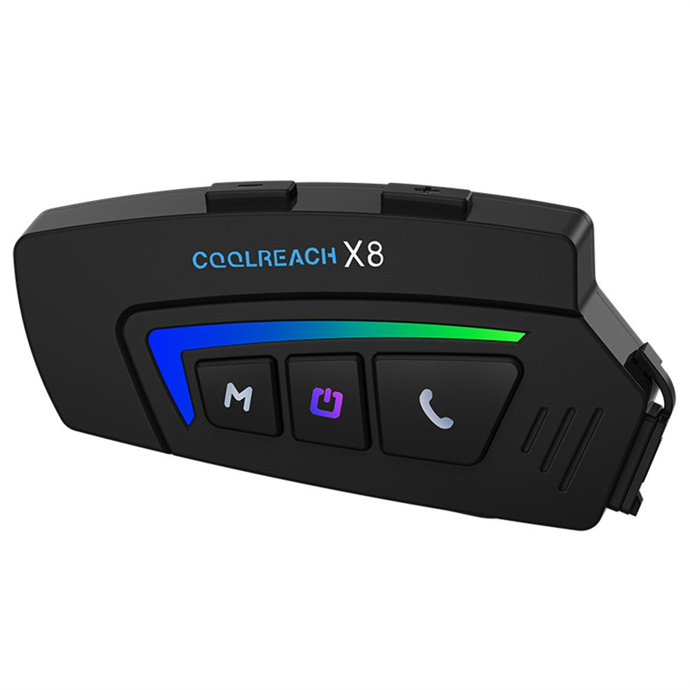 COOLREACH X8 Motorcykelhjelm Bluetooth-kompatibelt headset Trådløse vandtætte hovedtelefoner med RGB-lys til kørsel