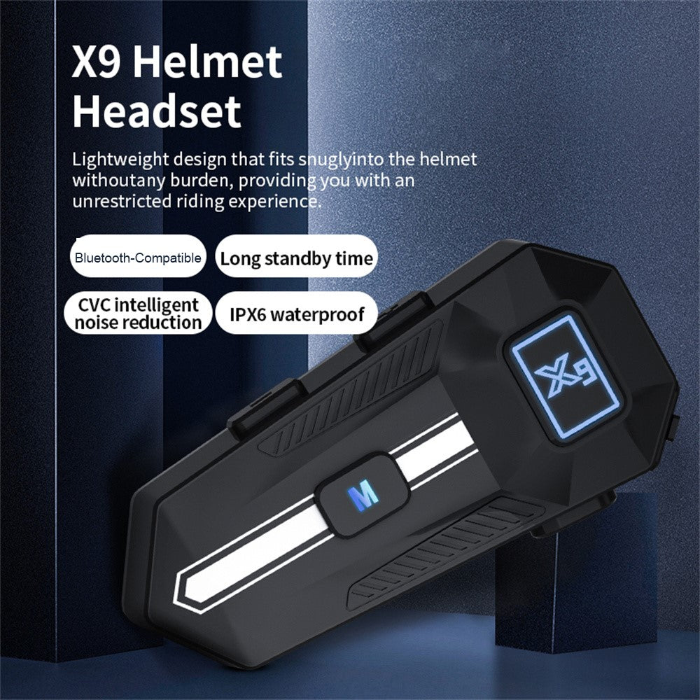 X9 Motorcykelhjelm Bluetooth-kompatibelt Headset Vandtætte Trådløse Kørehøretelefoner