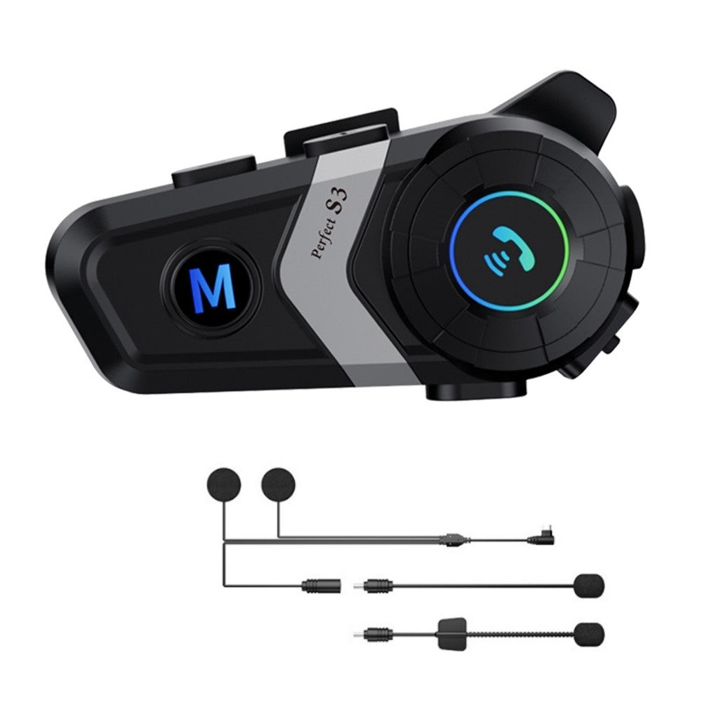 S3 Motorcycle Helmet Bluetooth-Compatible Headset Waterproof Wireless Earphones with 2 in 1 Soft and Hard Mic