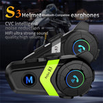 S3 Motorcycle Helmet Bluetooth-Compatible Headset Waterproof Wireless Earphones with 2 in 1 Soft and Hard Mic