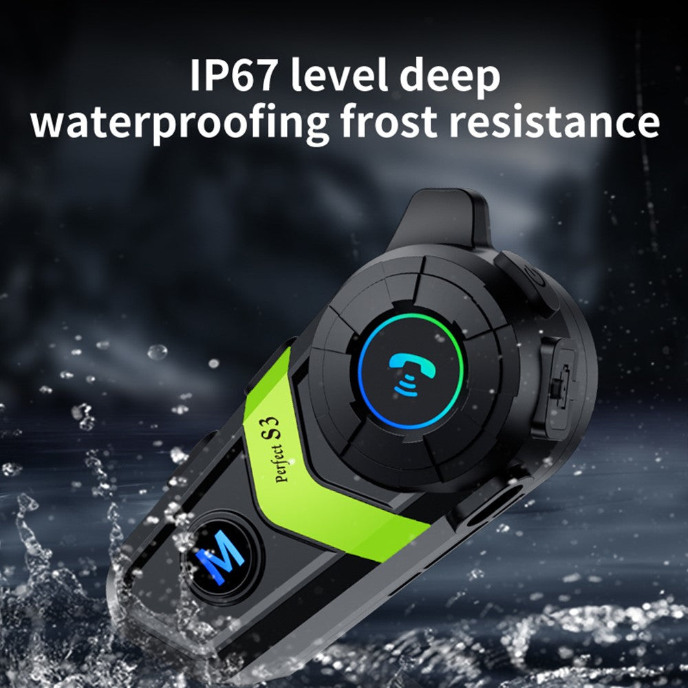 S3 Motorcycle Helmet Bluetooth-Compatible Headset Waterproof Wireless Earphones with 2 in 1 Soft and Hard Mic