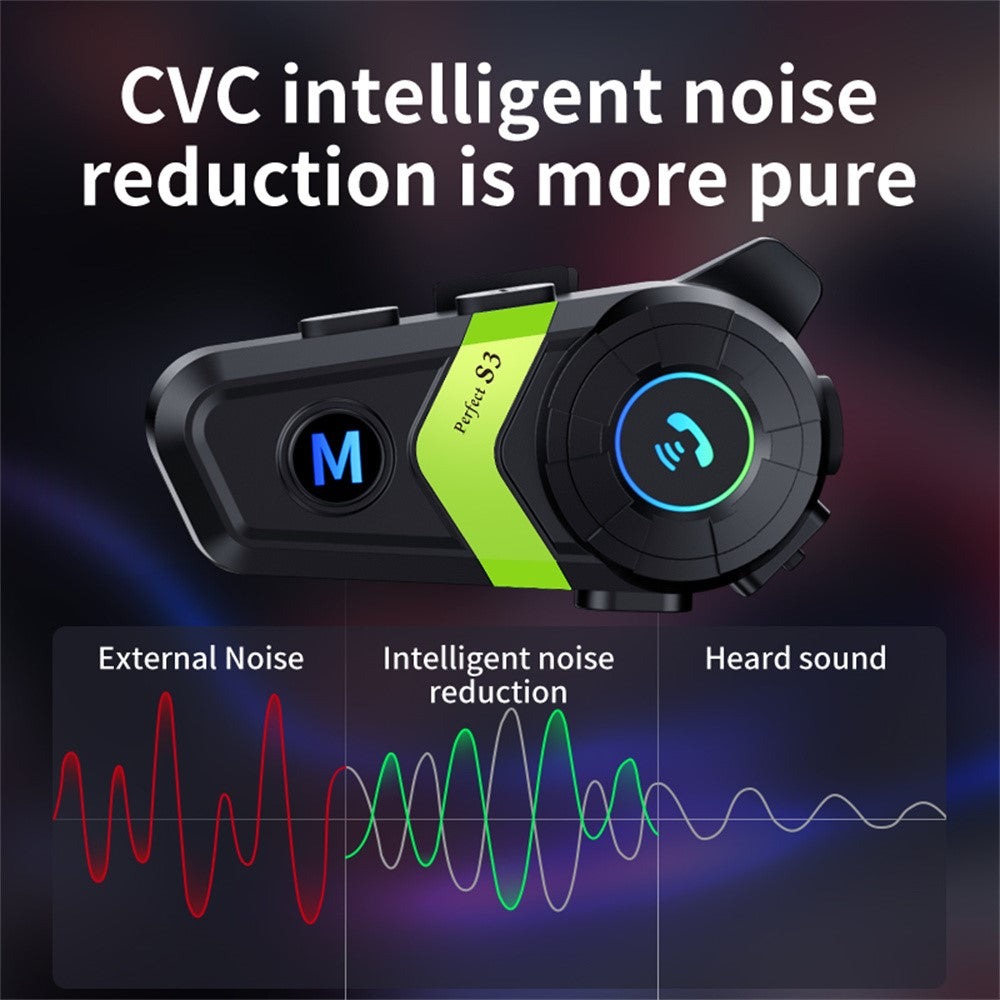 S3 Motorcycle Helmet Bluetooth-Compatible Headset Waterproof Wireless Earphones with 2 in 1 Soft and Hard Mic