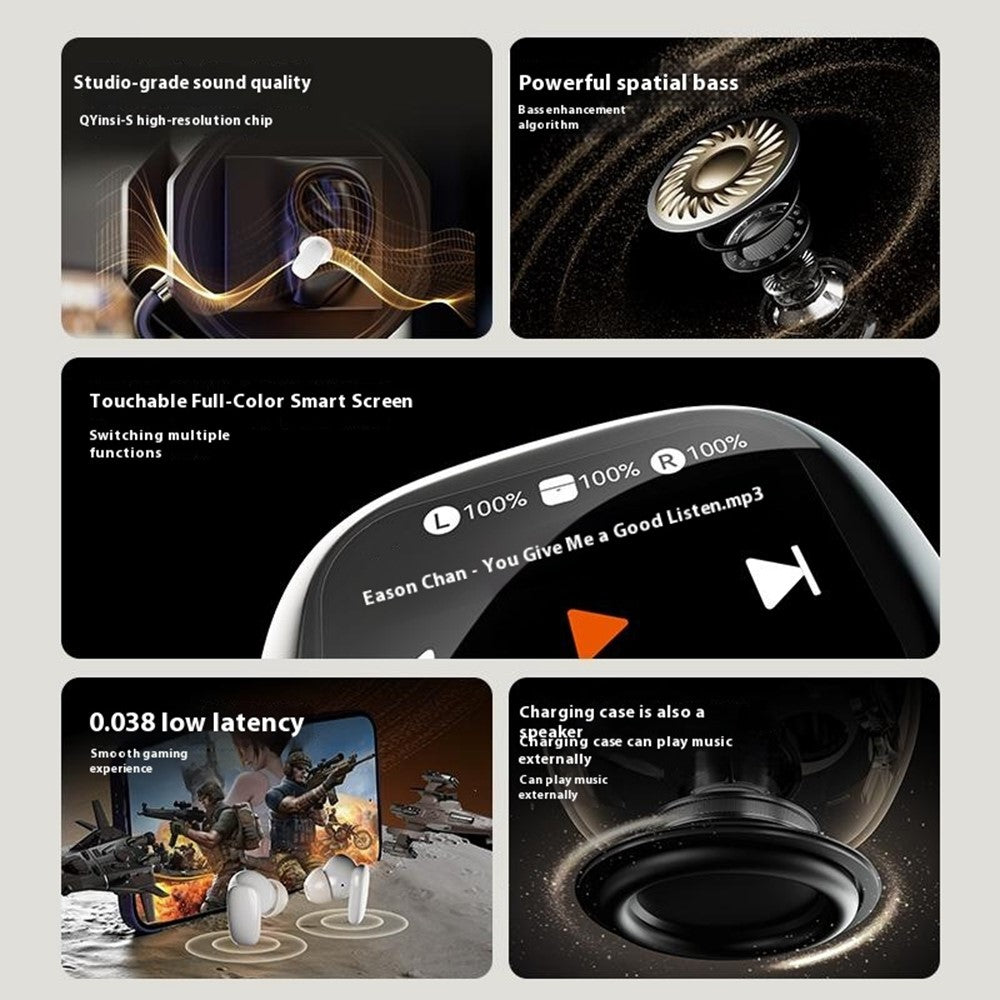S09 Wireless Earbuds with Full Color Touch Screen Charging Case Noise Cancellation Bluetooth-compatible Headphones