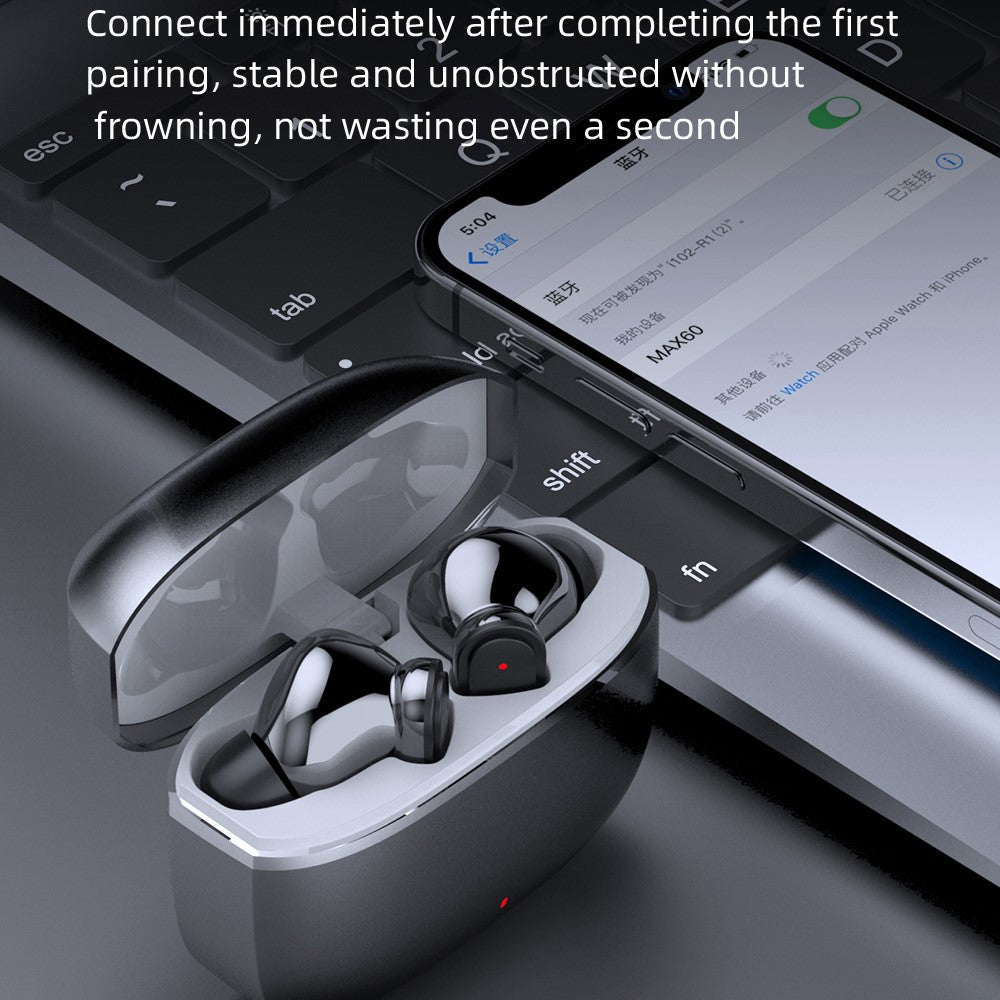 MAX60 Wireless Bluetooth-Compatible Earbuds Heavy Bass Active Noise Cancellation CVC Earphones