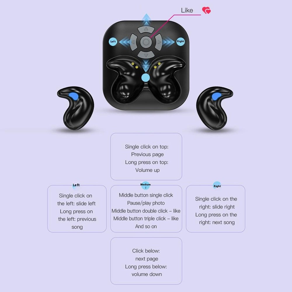 LY9 Mini Ultra Thin Wireless Sleep Earbuds Portable Shark Fin Design Bluetooth-Compatible Earphones with Watch Strap