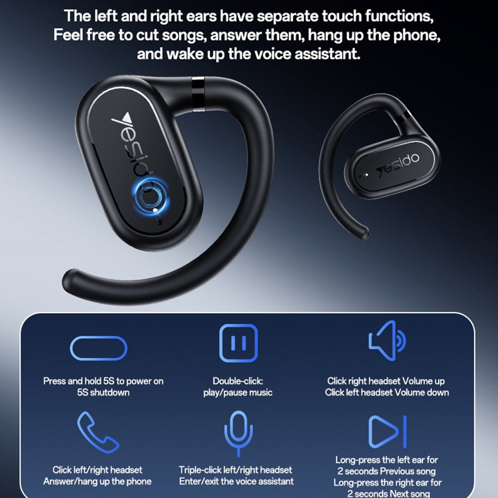 YESIDO YSP25 Open Ear Bluetooth-Compatible Earphones Bass Enhanced Waterproof Wireless Headset