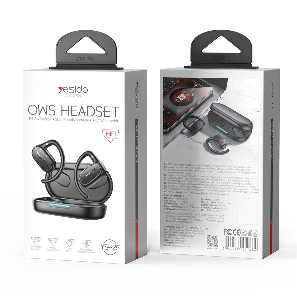 YESIDO YSP25 Open Ear Bluetooth-Compatible Earphones Bass Enhanced Waterproof Wireless Headset
