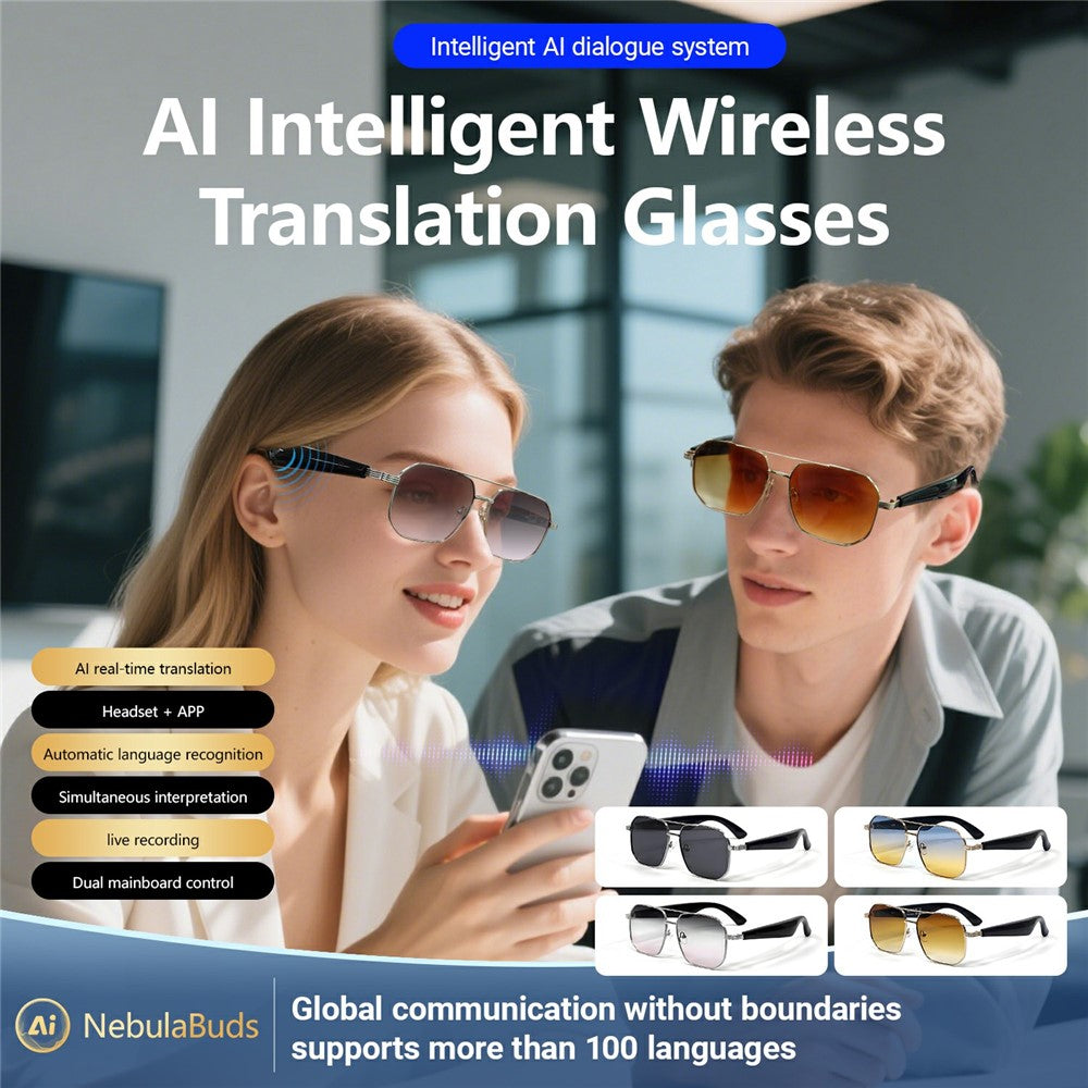 GY300 smarta AI-översättningsglasögon, Bluetooth-kompatibla trådlösa headsetglasögon, UV-skyddande sportsolglasögon