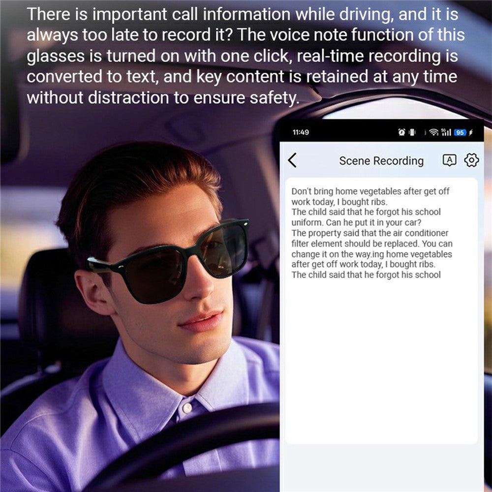 GY500 Touch Control AI Translation Smart Glasses Anti UV Sunglasses Bluetooth-compatible Headset Eyeglasses
